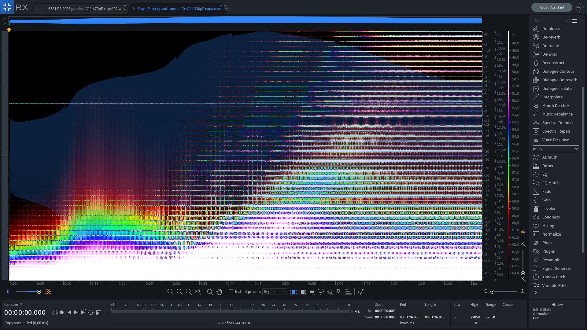 Spectral analysis of SID filter after capacitor fix