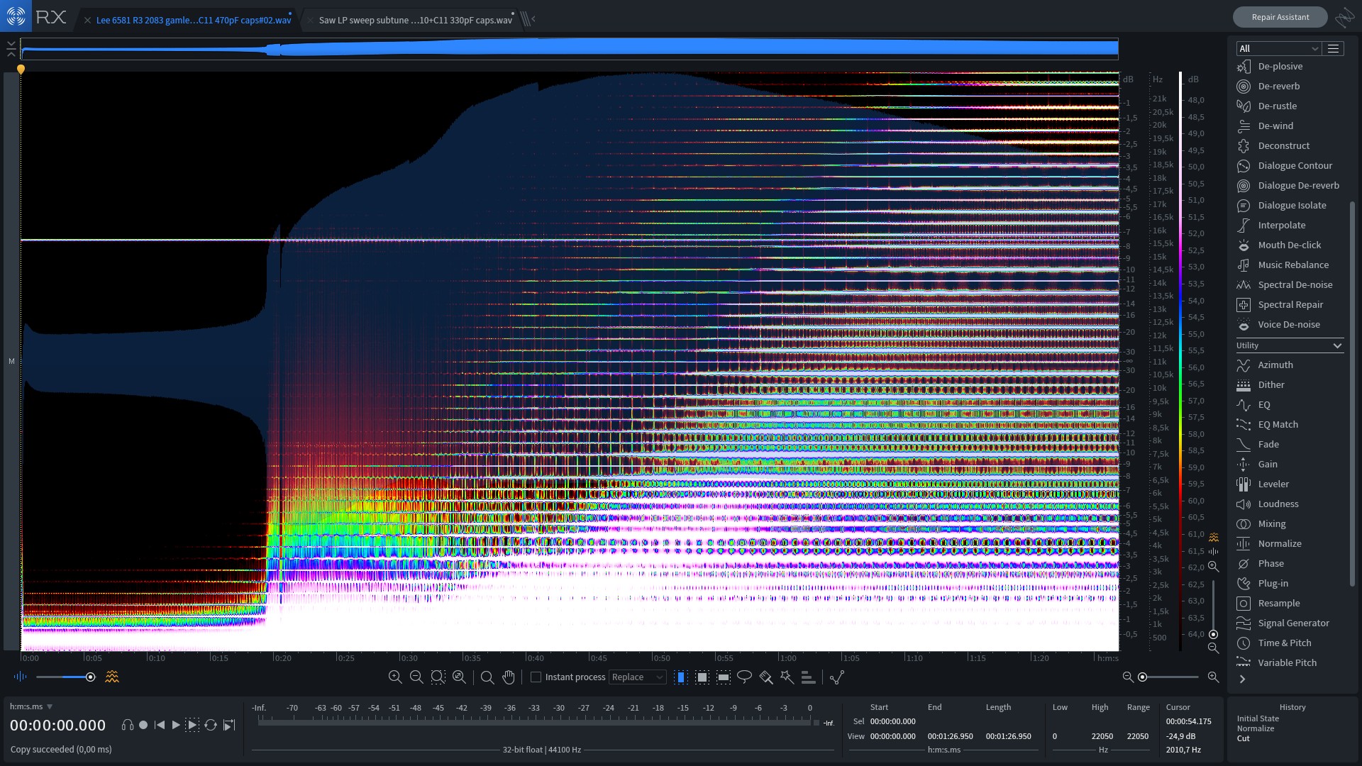 Spectral analysis of SID filter before capacitor fix