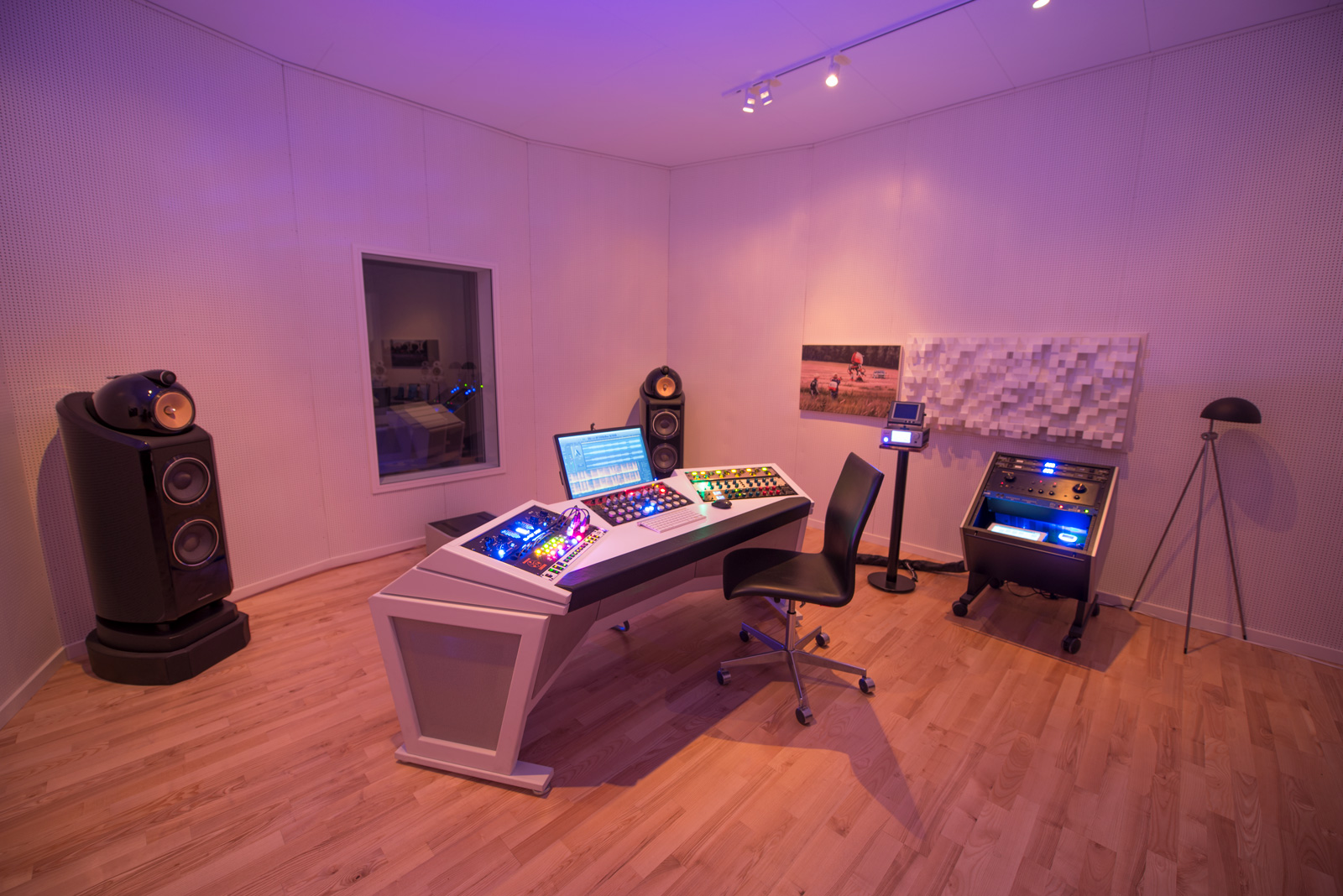 Online Mastering studio at night